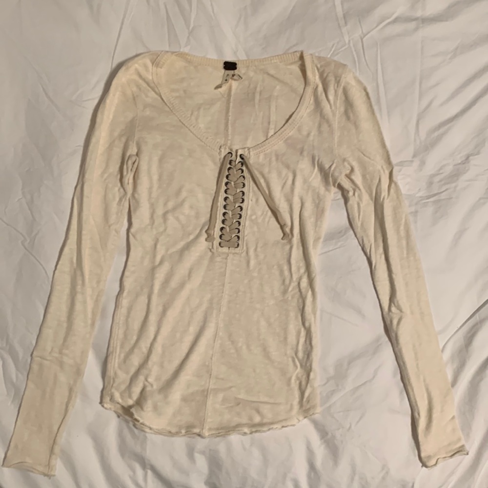Free People off-white colored long sleeve top